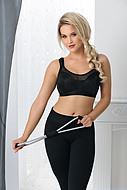 Sports bra for big bust, wide shoulder straps, sheer inlay, B to P-cup